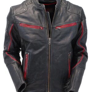 Men's Red Trim Ultimate Vintage Black Vented Racer Jacket