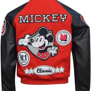 Michael Jackson Mickey Mouse Red Varsity Jacket