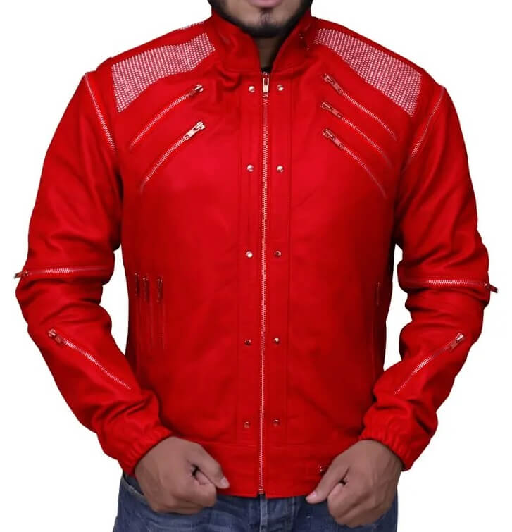 Micheal Jackson Beat It Red Bomber Jacket (1) Micheal Jackson Beat It Red Bomber Jacket