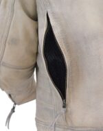 Oily Sand Color Vented Warrior King Leather Motorcycle Jacket - Image 2