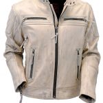 Oily Sand Color Vented Warrior King Leather Motorcycle Jacket