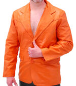 Orange Two Button M1121BTO Leather Blazer