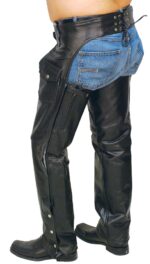 Premium Black Zip Out Lining Leather Chaps