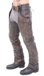 Premium Heavy Brown Vintage Deep Pocket Chaps