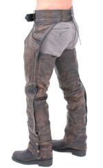 Premium Heavy Brown Vintage Deep Pocket Chaps Back