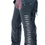 Premium Leather Chaps Bone Beading, Stretch Thighs & Fringe