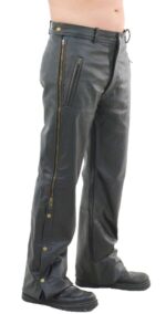 Men Black Leather Overpant