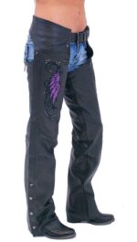 Leather Women's Winged Textile Chaps