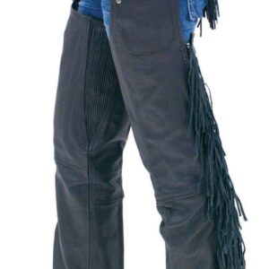 Rear Fringed Western Chaps Elastic Thigh Left