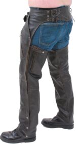 Retro Dark Brown Leather Chaps Back
