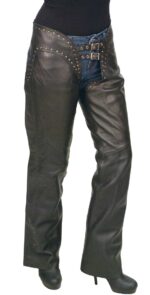 Rivet Trim Naked Leather Western Chaps Front