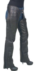 Rivet Trim Naked Leather Western Chaps right side
