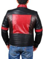 STAR PATCH BIKER LEATHER JACKET - Image 5