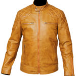 Tan Color Men’s Biker Leather David Beckham Jacket