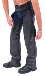 Vented leather chaps with pockets