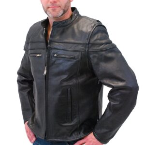 Durable naked leather riding jacket for men