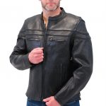 Front view vented naked leather motorcycle jacket