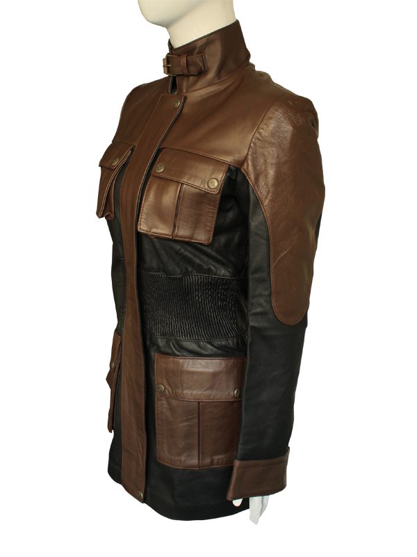 Women Design Black And Brown Coat - Image 3