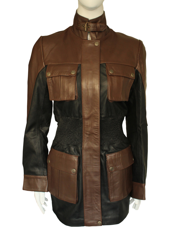 WOMEN DESIGN BLACK AND BROWN COAT (2) Women Design Black And Brown Coat - Image 1