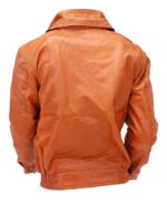 Waxy Distressed Light Brown Double Collar Bomber Back