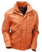 Waxy Distressed Light Brown Double Collar Bomber