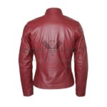 Back View Of Galaxy Star Lord Maroon Jacket Featuring sleek biker-inspired design.