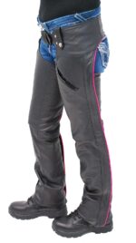 Leather Chaps for Women Black and Pink trim
