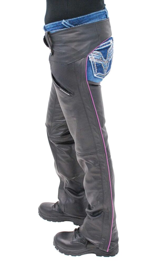 Low Rise Purple Trim Premium Pocket Leather Chaps