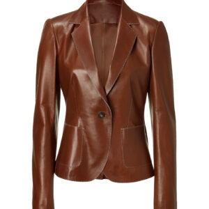 Brown leather blazer