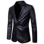 Men's Blazer Quilted Style Black Leather Jacket