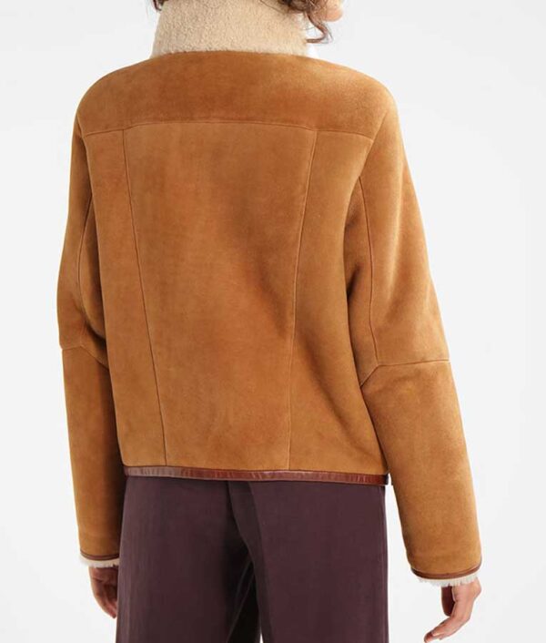 Women's Brown Suede Leather Jacket - Image 3