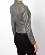 Women's Casual Slim Fit Grey Leather Jacket
