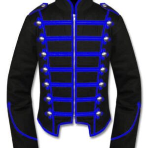 Black Blue Military Marching Band Drummer Jacket