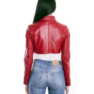 Red Color Nappa Lamb Short Leather Jacket 