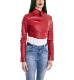 Red Color Nappa Lamb Short Leather Jacket 