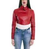 Red Color Nappa Lamb Short Leather Jacket 