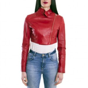 Red Color Nappa Lamb Short Leather Jacket 
