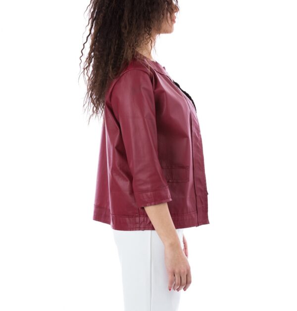 EMMA Red Color Nappa Lamb Leather Jacket Smooth Effect