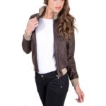 Dark Brown Color Lamb Leather bomber Jacket Vintage Effect