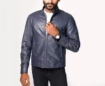 Blue Vintage Premium Leather Jacket For Men