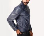 Men's Premium Blue Leather Jacket