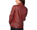 Back of County Maroon Leather Biker Jacket