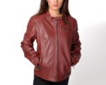 Front view of Black Siren Leather Biker Jacket
