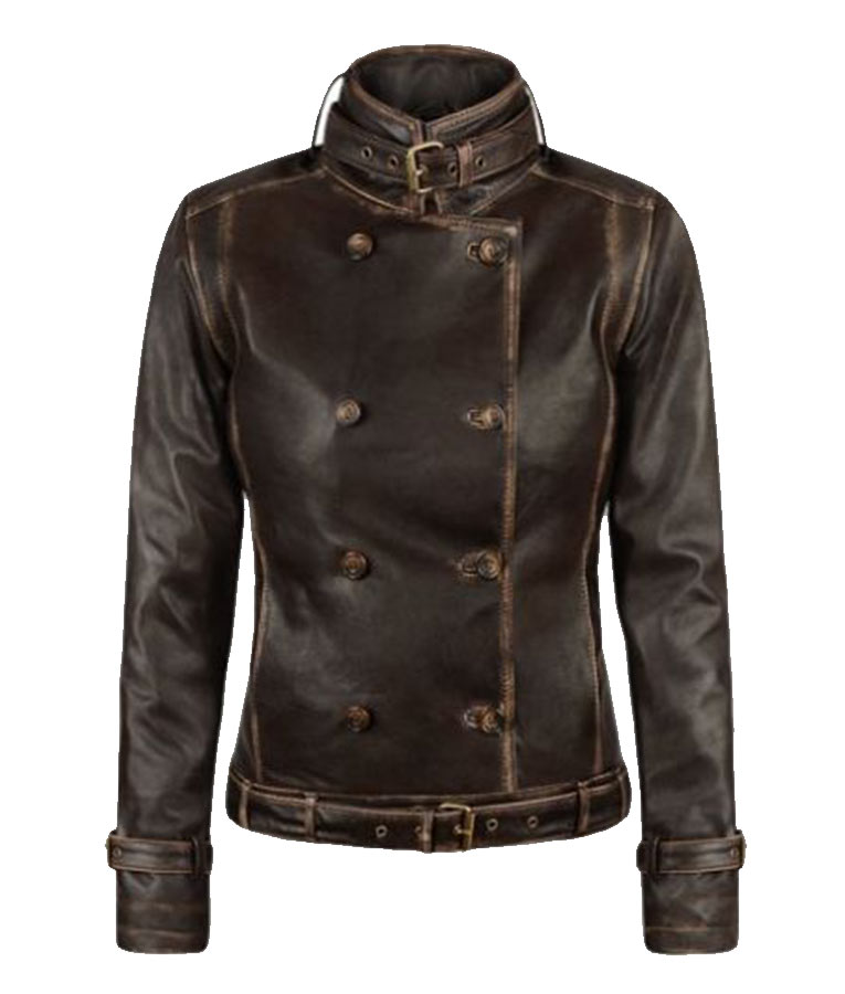 Front view of C.A The Winter Soldier Scarlett Johansson black leather jacket Front view of C.A The Winter Soldier Scarlett Johansson black leather jacket