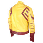 Kid Flash Wally West Yellow Leather Jacket (Back Right Side)