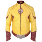 Kid Flash Wally West Yellow Leather Jacket (Front)