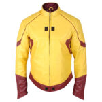 Kid Flash Wally West Yellow Leather Jacket (Front Open)