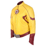 Kid Flash Wally West Yellow Leather Jacket (Left Side)