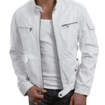 Mens Café Racer White Leather Jacket