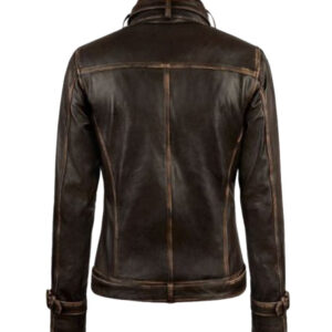Back view of C.A Winter Soldier women’s biker leather jacket